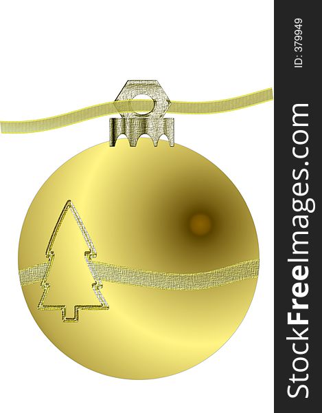 3d christmas ornament on white with copy space. 3d christmas ornament on white with copy space