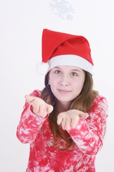 Santa Girl Holding Snowflake Royalty Free Stock Photos Santa Girl Holding Snowflake Royalty Free Stock Photos