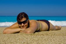 Woman On The Beach Stock Photo