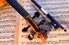 Violin, Bow & Music Stock Photo Violin, Bow & Music Stock Photo