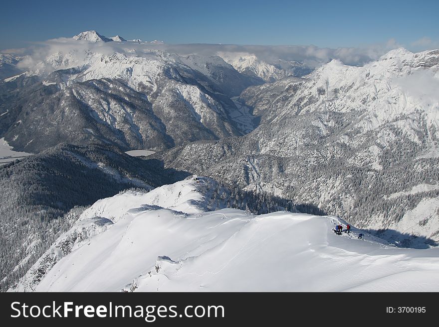 Winter mountain view. The Alps, Austria