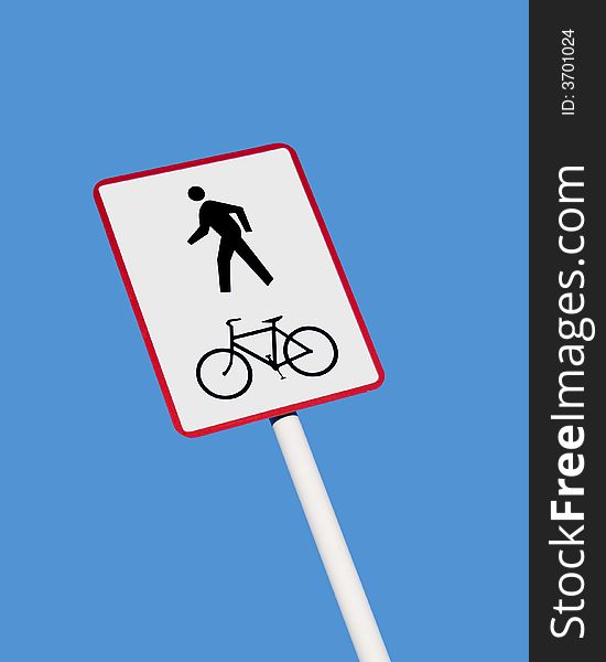 Traffic sign cycleway/walkway on blue sky. Traffic sign cycleway/walkway on blue sky