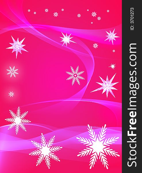 Snowflakes on a rose background with smooth lines. Snowflakes on a rose background with smooth lines