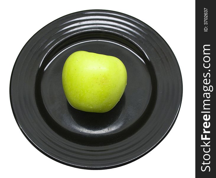 Fresh Apple On A Black Plate