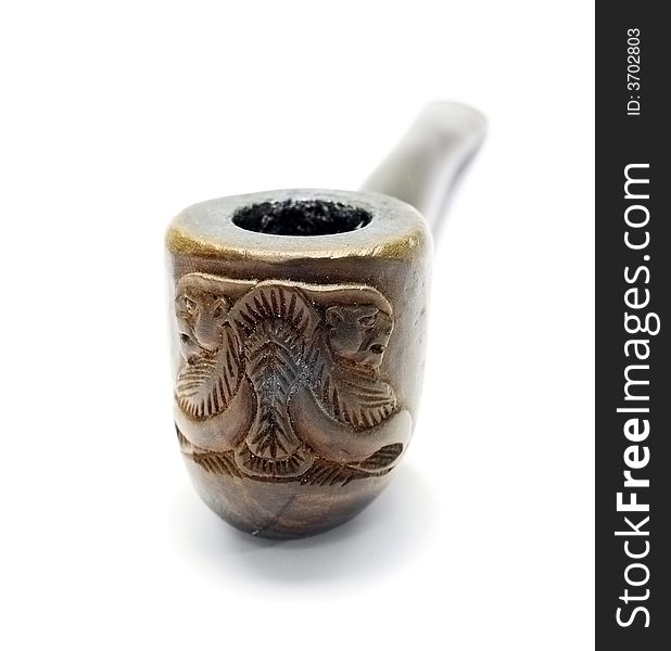 Old smoked pipe with white background. Old smoked pipe with white background