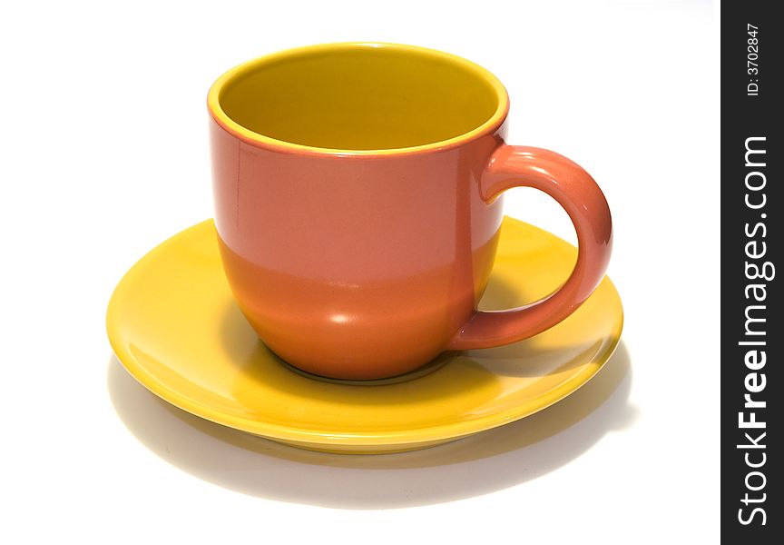 Glazed pottery coffee cup and saucer 2