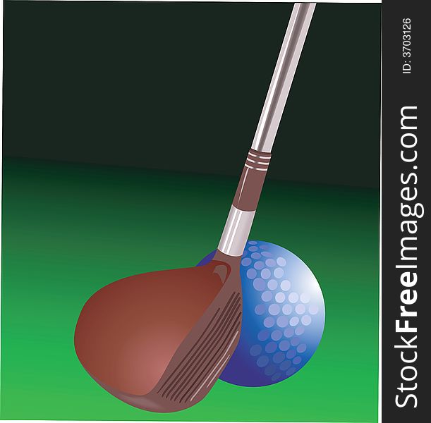 Illustration of golf stick and ball. Illustration of golf stick and ball