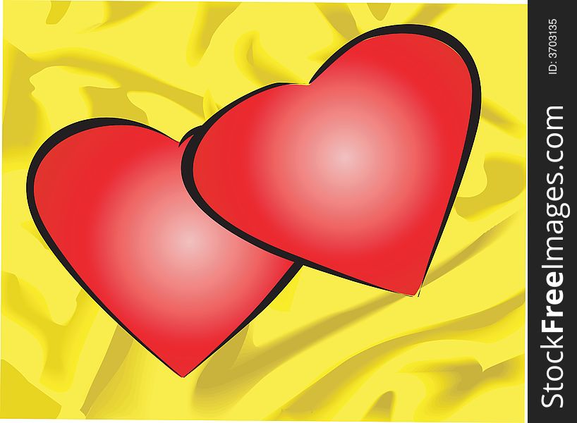 Heart symbol on yellow back ground. Heart symbol on yellow back ground