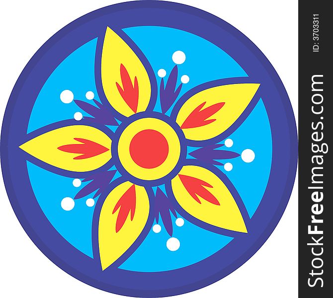 Illustration of  Flower design in blue round