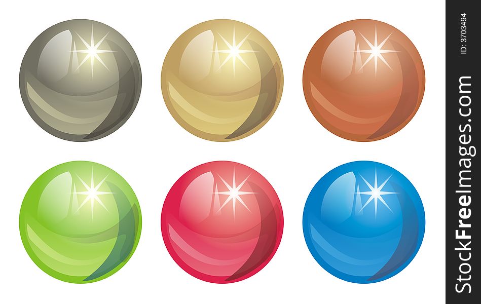 Decorative spheres of different colors for design creation in celebratory style