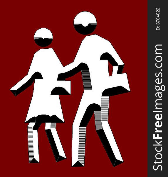 Couples going for shopping logo with dark red background