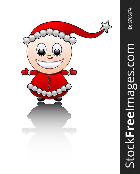 Cute little Santa's helper. Vector Illustration