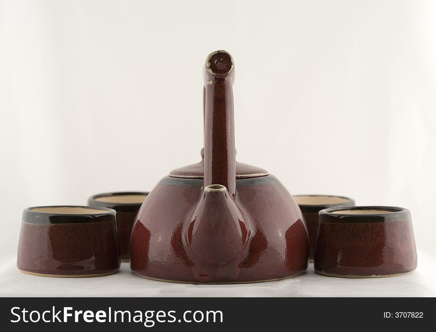 Japanese teaset on white background. Japanese teaset on white background