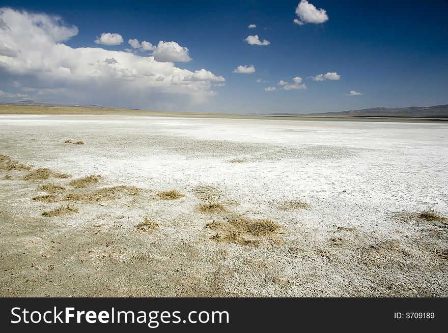 Salty lake in Mongolian Gobi