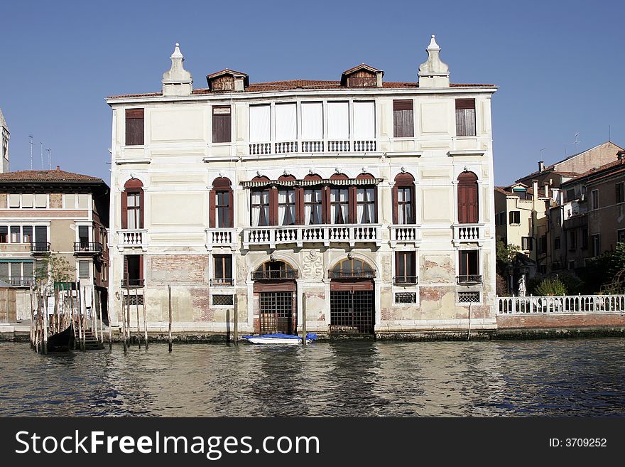 Venice, Italy - Typical Old Building Water Front Facade And Canal. Venice, Italy - Typical Old Building Water Front Facade And Canal