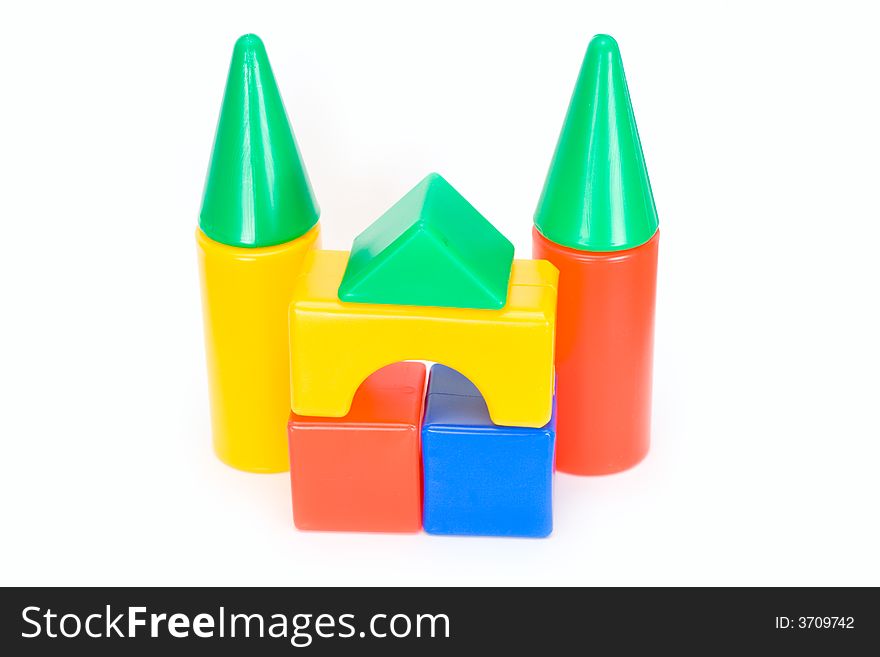 Small house from the children's designer on a white isolated background