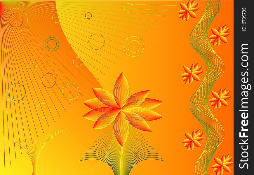 Abstract red-orange lines flowers. Abstract red-orange lines flowers