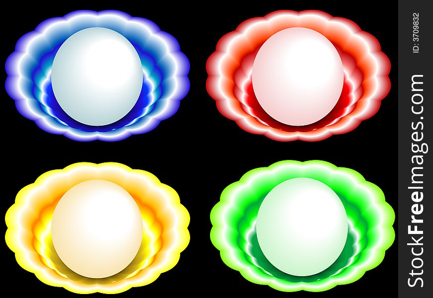 Pearls - jewelry in multi-coloured bowls in a vector