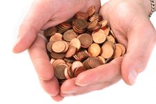 Hand Collecting Cent Coins Royalty Free Stock Photography Hand Collecting Cent Coins Royalty Free Stock Photography