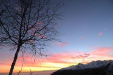 Mountain Sunset Landscape Stock Photo