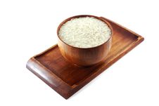 Bowl Of Rice On Wooden Tray Royalty Free Stock Image
