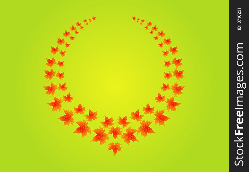 Wreath of red maple leaves. Wreath of red maple leaves