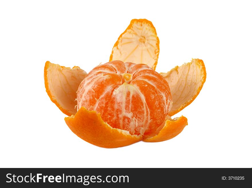 Peeled tangerine isolated over white background. Peeled tangerine isolated over white background