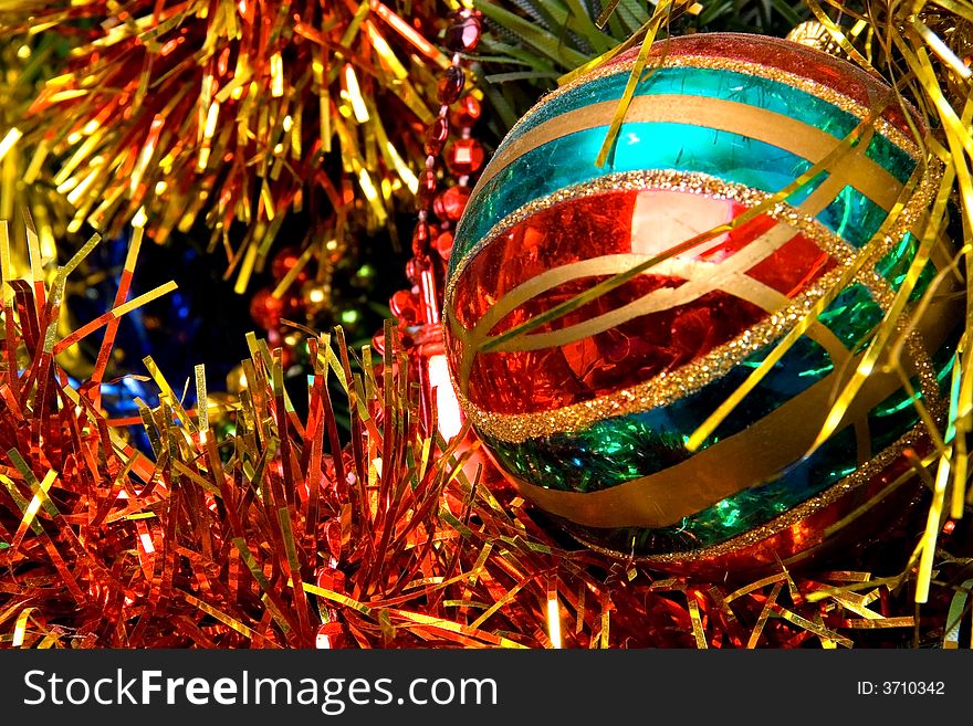 Christmas bell ornament decorations on tree. Christmas bell ornament decorations on tree