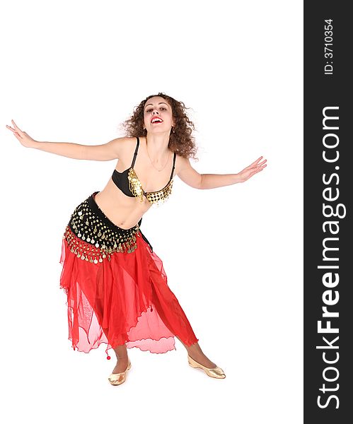 The red belly dance woman