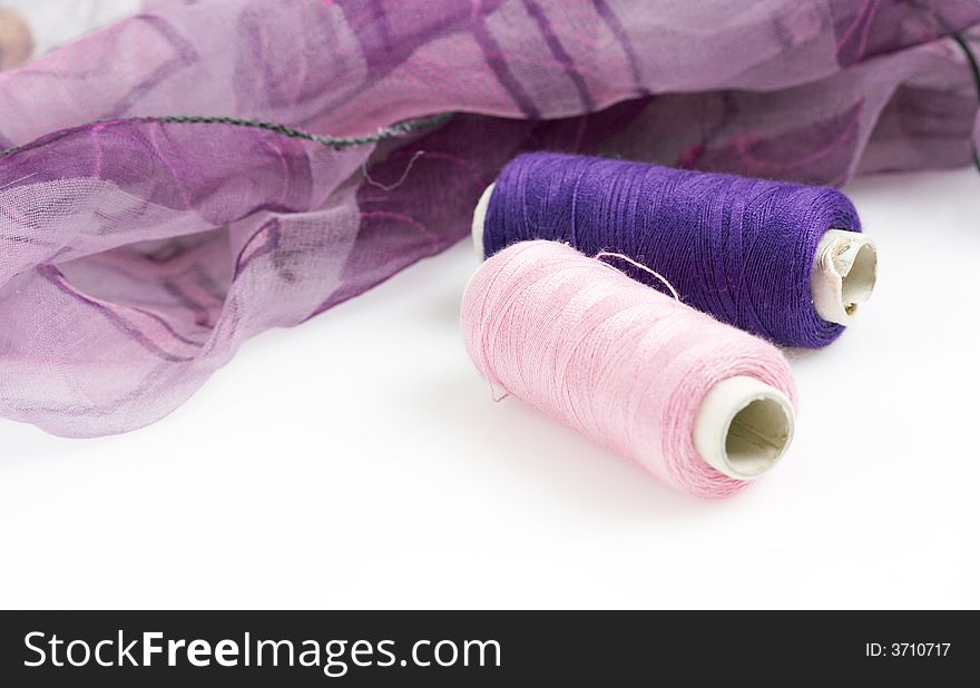 Purple silk and matching threads