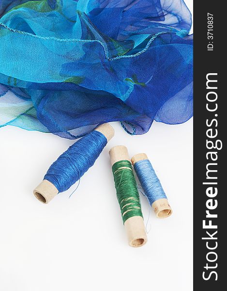 Blueish Silk And Matching Threads