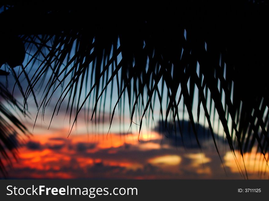 Tropical sundown photgraphed in Holetown, Barbados