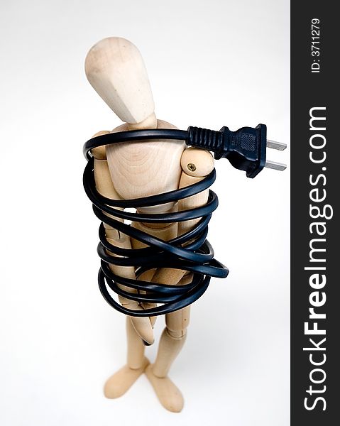 Wooden doll Winding wire bolt helpless fettered