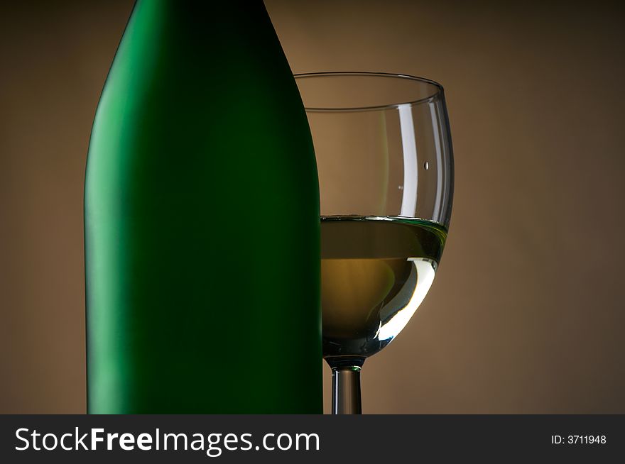 Close up of Wine Bottle and glass