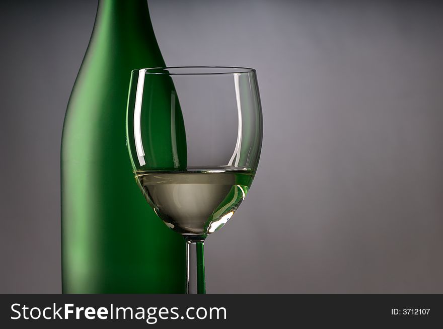 Close up of Wine Bottle and glass