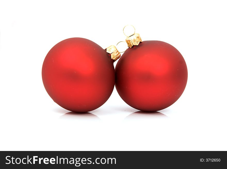 Red christmas balls  isolated on white