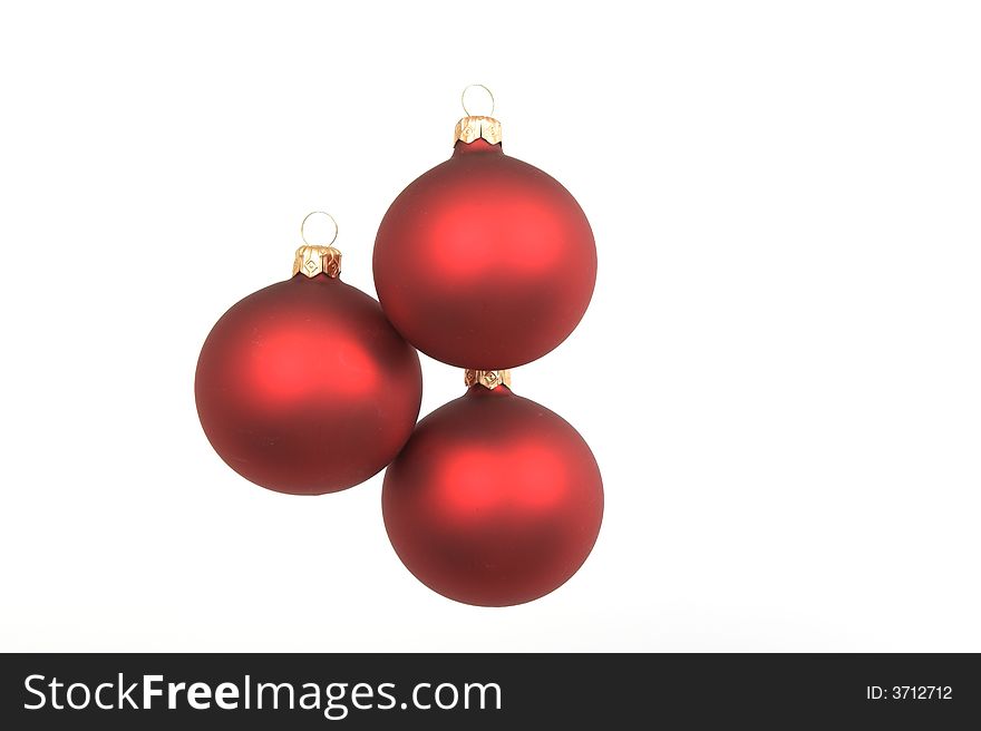 Red christmas balls  isolated on white