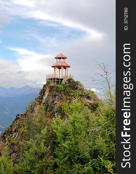 Watch tower  at top of the hill.Xingjiang province,China.