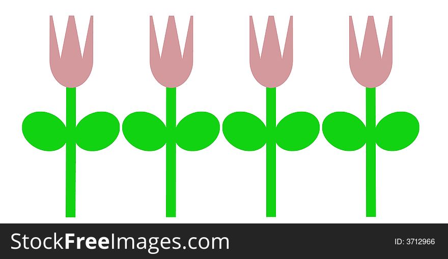 An simple illustration of pink tulips in the spring. An simple illustration of pink tulips in the spring.