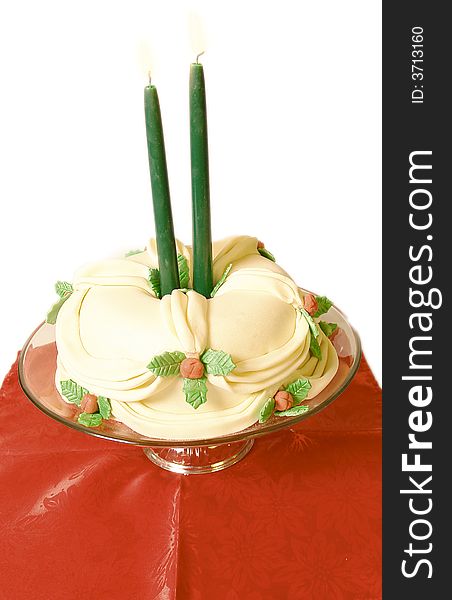 Festive christmas cake with australian paste and candles. Festive christmas cake with australian paste and candles