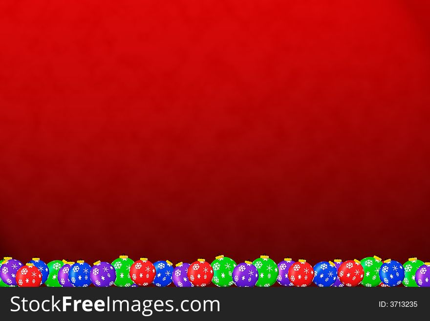 Colorful ornaments isolated against red and black gradient