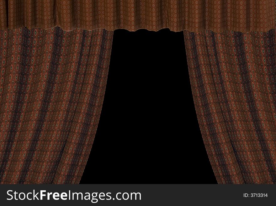 Red open curtains with black background. Red open curtains with black background
