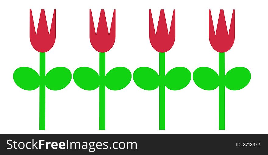 An simple illustration of red tulips in the spring. An simple illustration of red tulips in the spring.