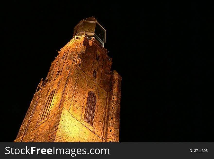 This photo shows st. Elisabeth church in WrocÅ‚aw at night. This photo shows st. Elisabeth church in WrocÅ‚aw at night.