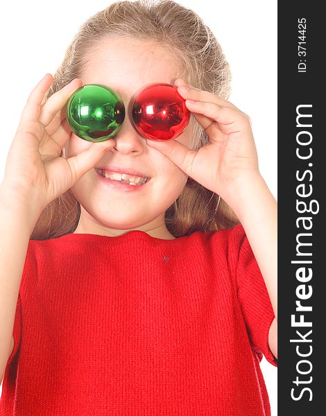 Shot of a kid christmas ornament eyes vertical