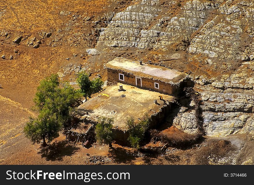 Lonely farmhouse in the mountains of Morocco. Lonely farmhouse in the mountains of Morocco