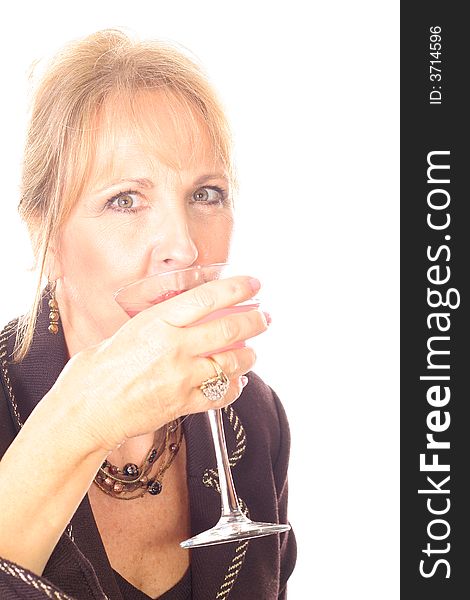 Business woman drinking a cocktail
