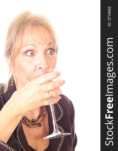 Photo of a woman drinking a cocktail