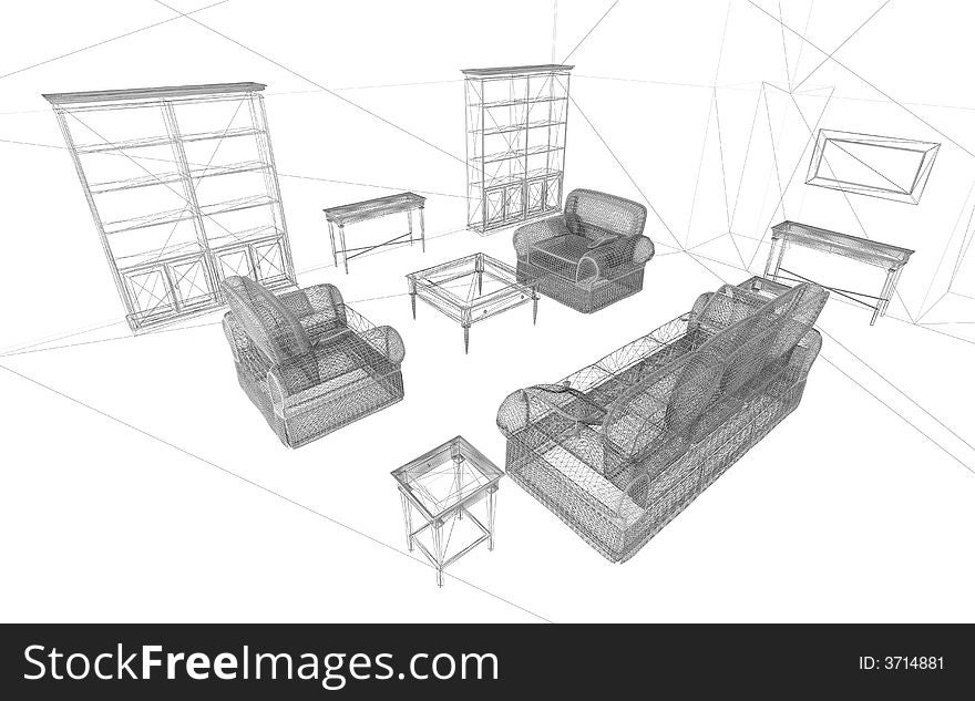 Classical interior Conceptual 3d render