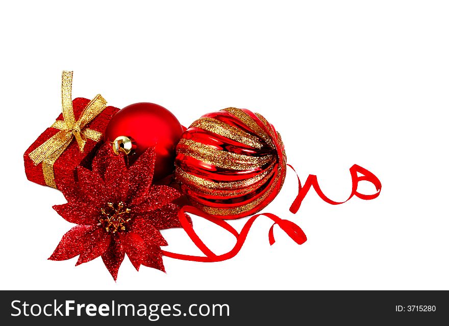 Isolated image of christmas decors with copy space